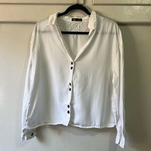 Zara white long sleeve top size small